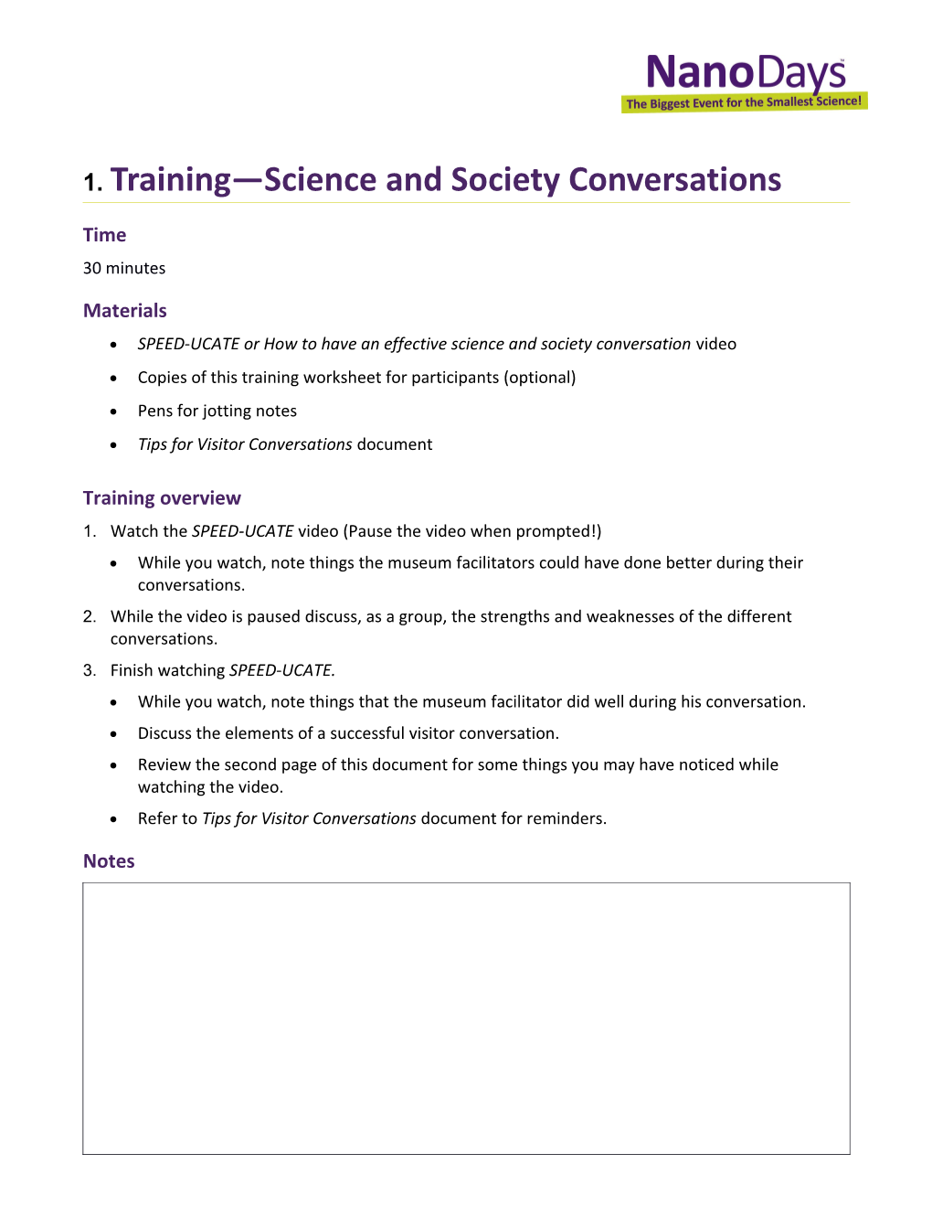 Training Science and Society Conversations