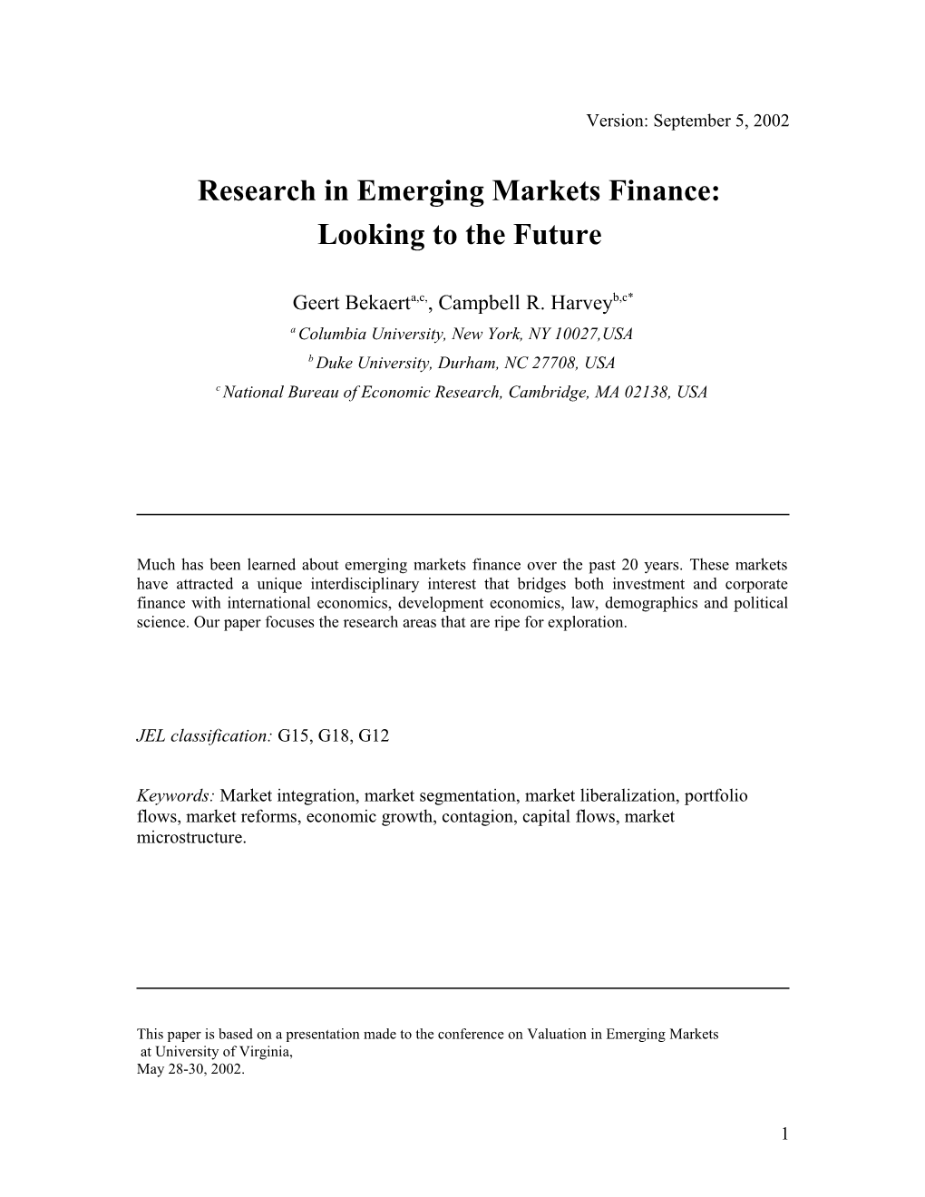 Emerging Market and Finance