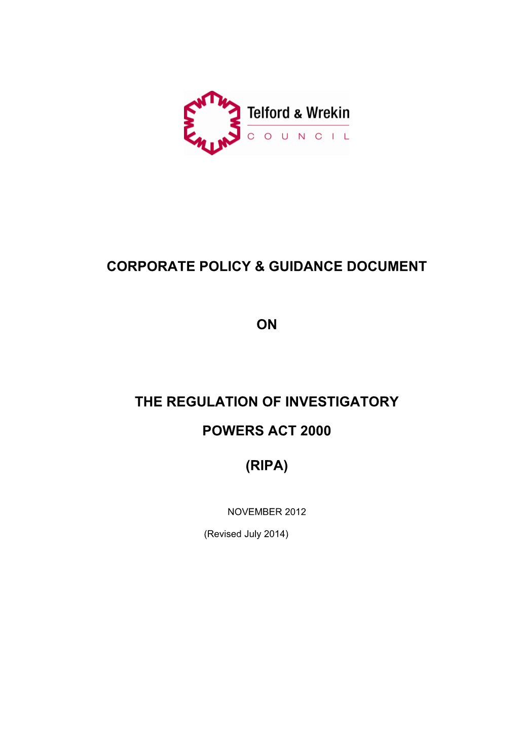 Corporate Policy & Guidance Document