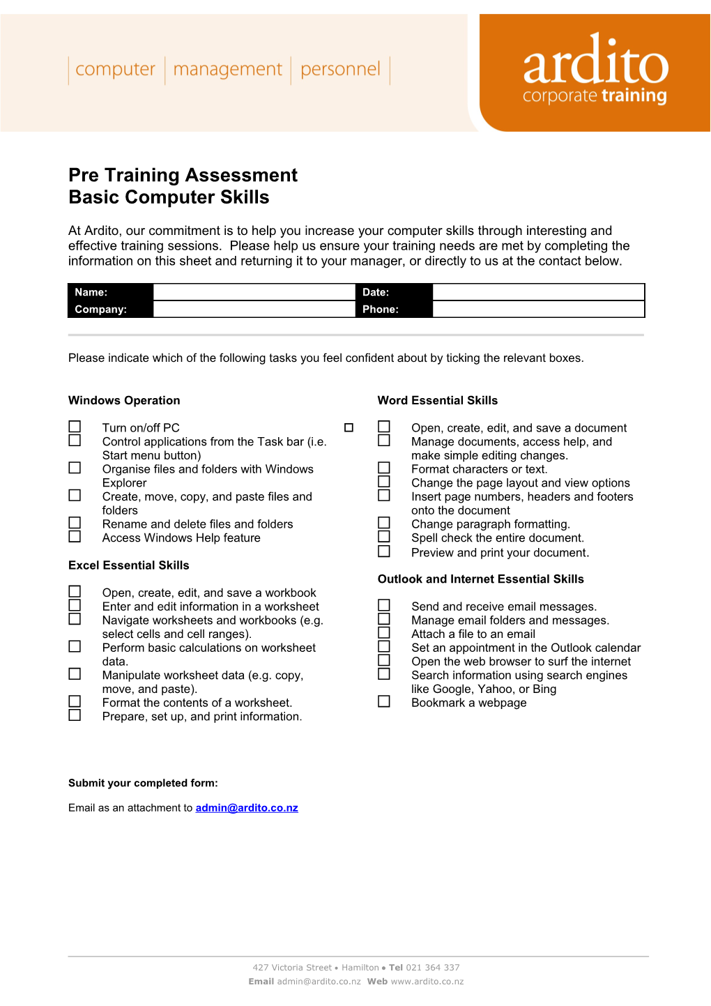 Pre Training Assessment