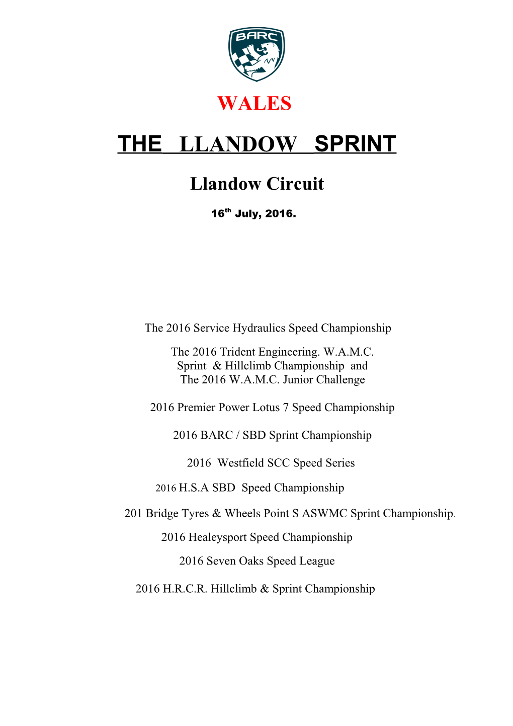 The Llandow Sprint