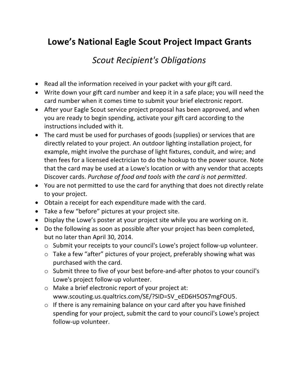 Lowe S National Eagle Scout Project Impact Grants