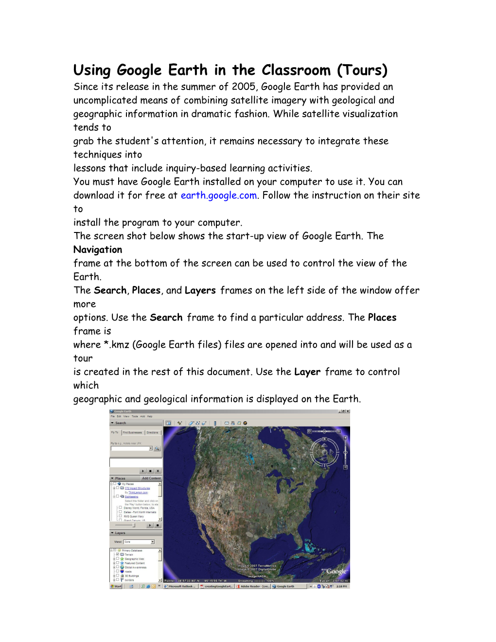 Using Google Earth in the Classroom (Tours)