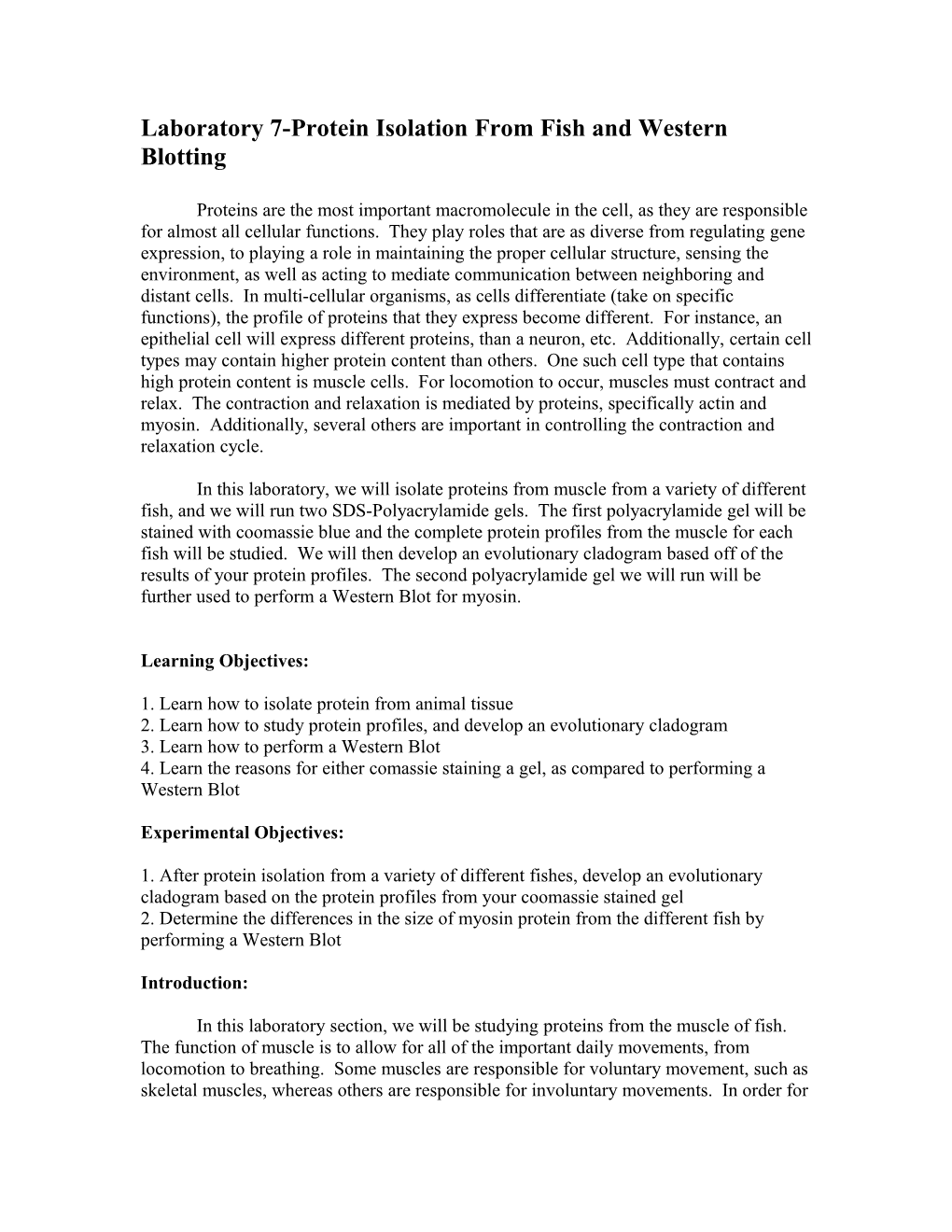 Laboratory 6-Protein Isolation from Fish and Western Blotting