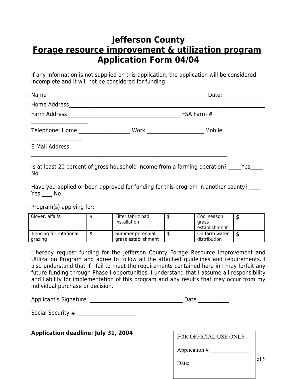 Jefferson County Forage Resource Improvement