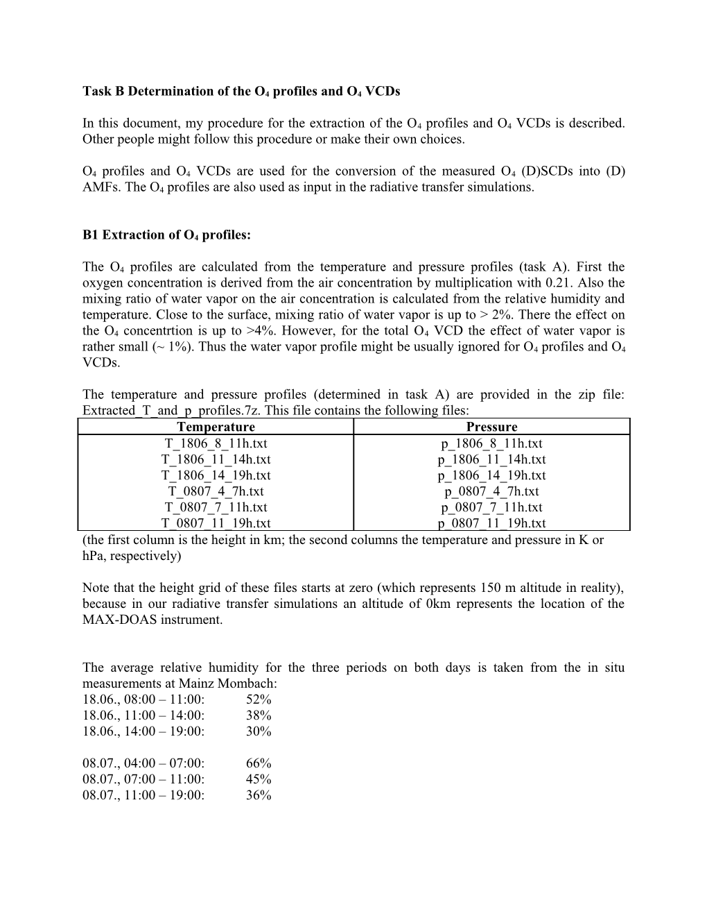 A) Extraction of Profiles of Temperture, Pressure and Humidity