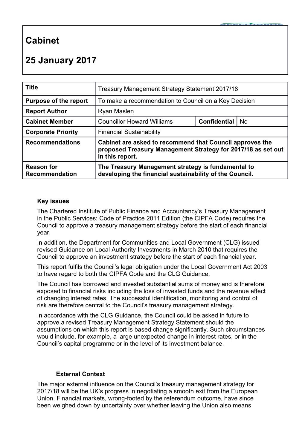 1.1 the Chartered Institute of Public Finance and Accountancy S Treasury Management In