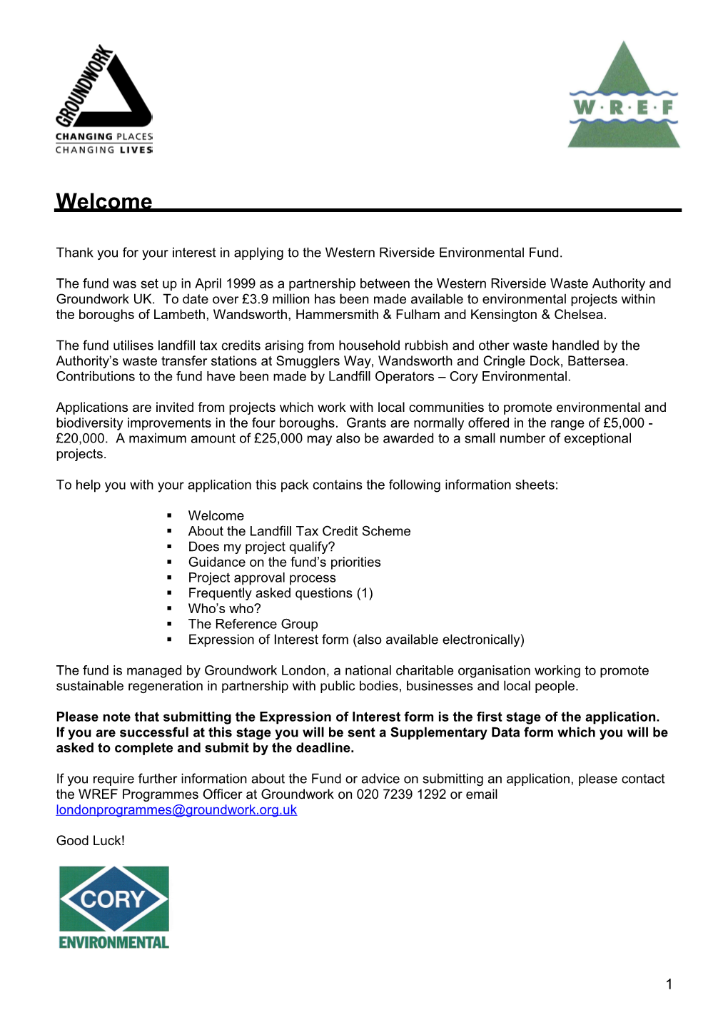 Thank You for Your Interest in Applying to the Western Riverside Environmental Fund