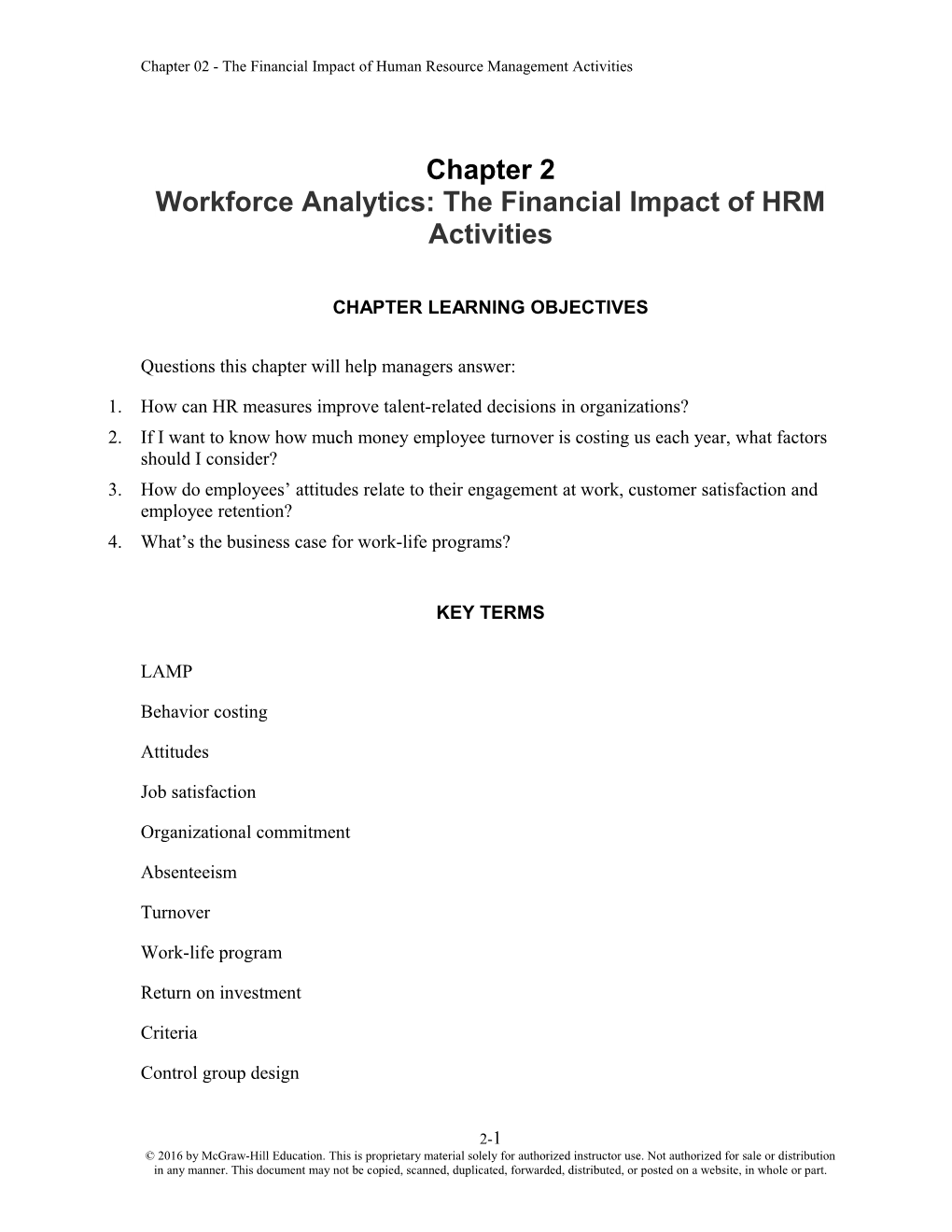 Chapter 02 - the Financial Impact of Human Resource Management Activities