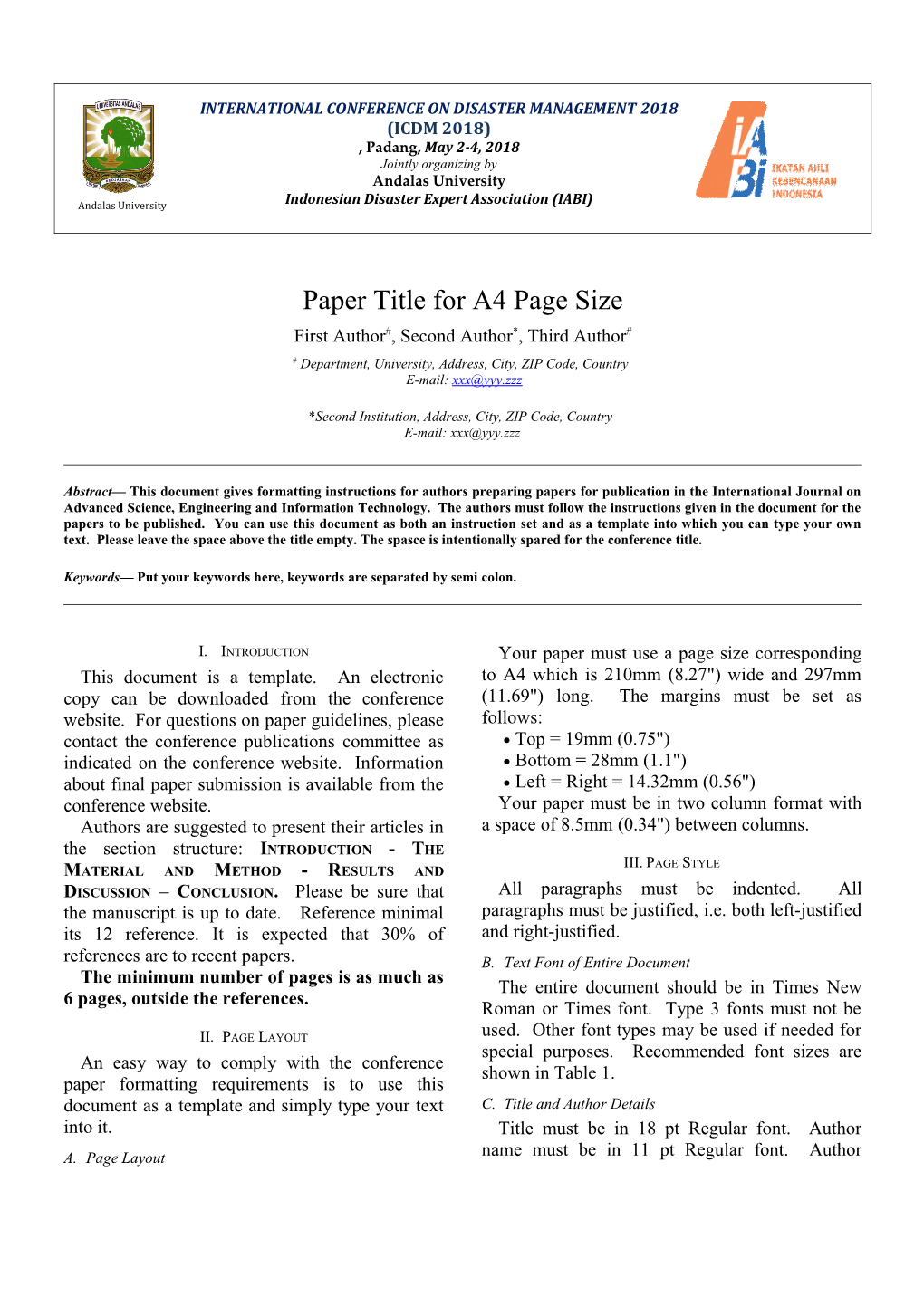 ISC Paper Template in A4 (V1)