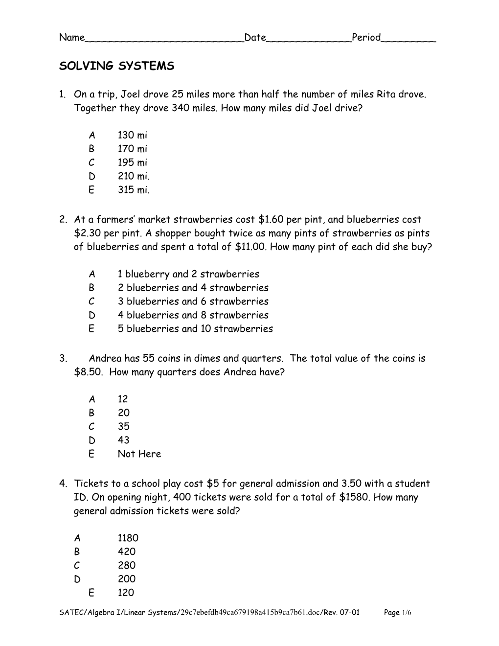 Solving Systems