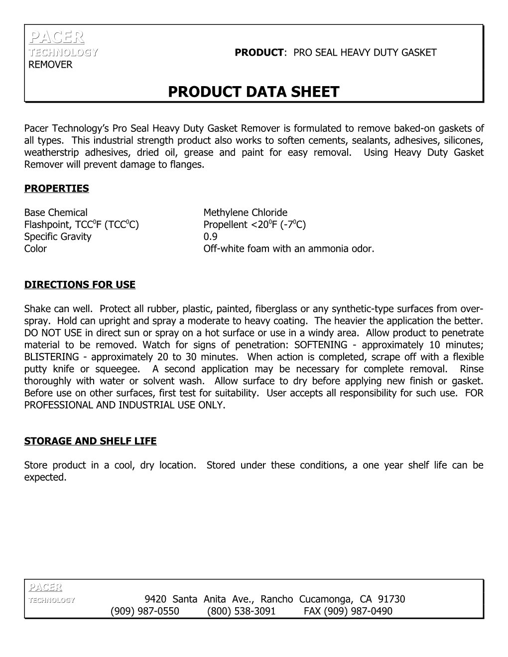 Technology Product : Pro Seal Heavy Duty Gasket Remover