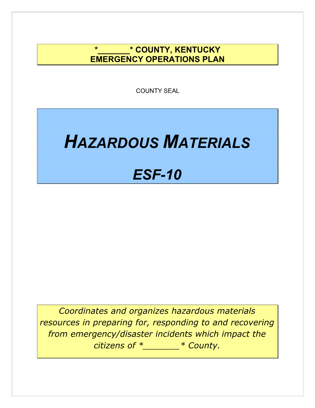 ESF 10 Hazardous Materials