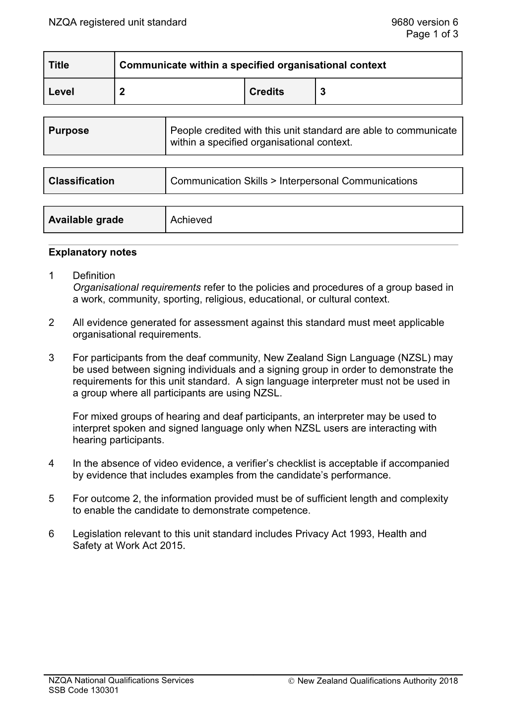 9680 Communicate Within a Specified Organisational Context