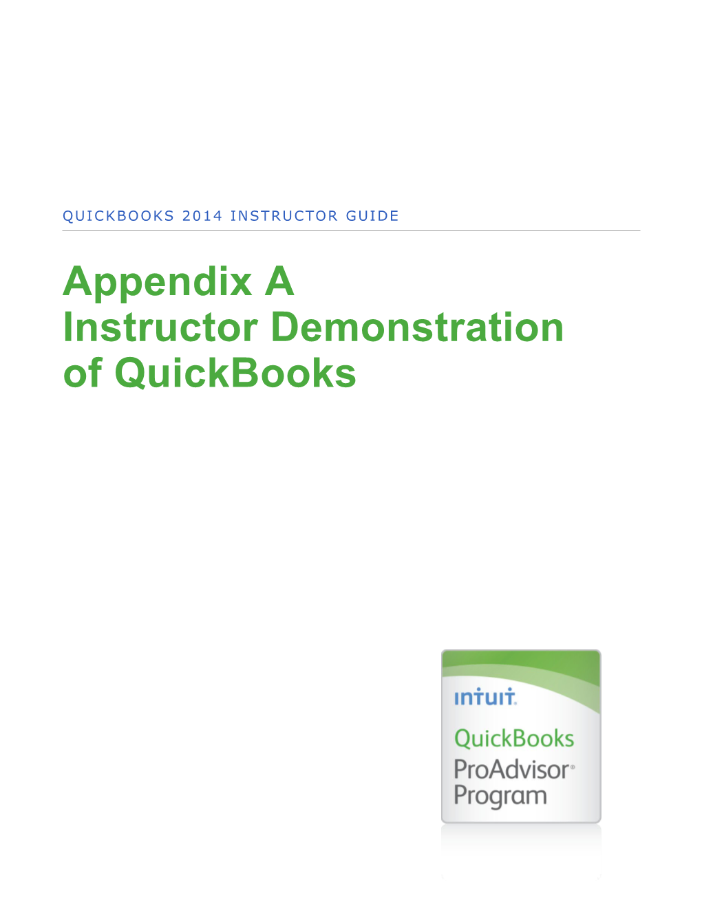 Appendix a Instructor Demonstrationof Quickbooks