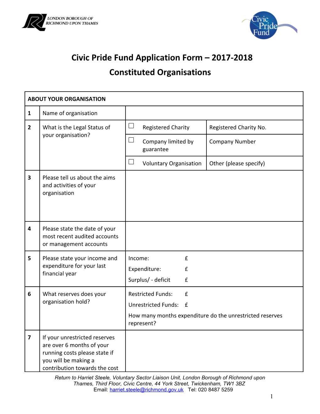 Small Grants Application Form 2008/09
