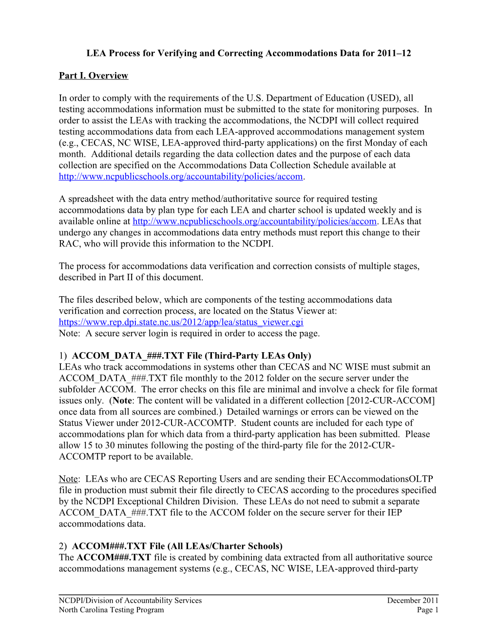 LEA Process for Verifying and Correcting Accommodations Data