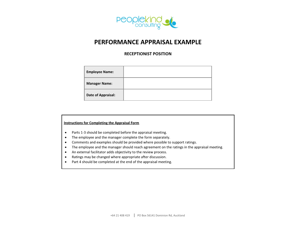 Performance Appraisal Example