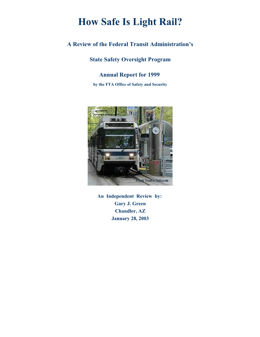 State Safety Oversight Annual Report