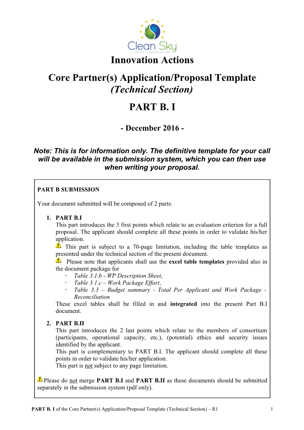 Core Partner(S) Application/Proposal Template