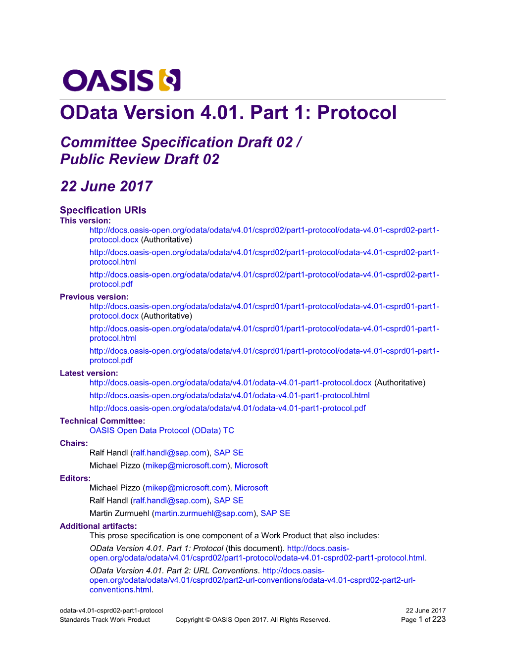 Odata Version 4.01. Part 1: Protocol