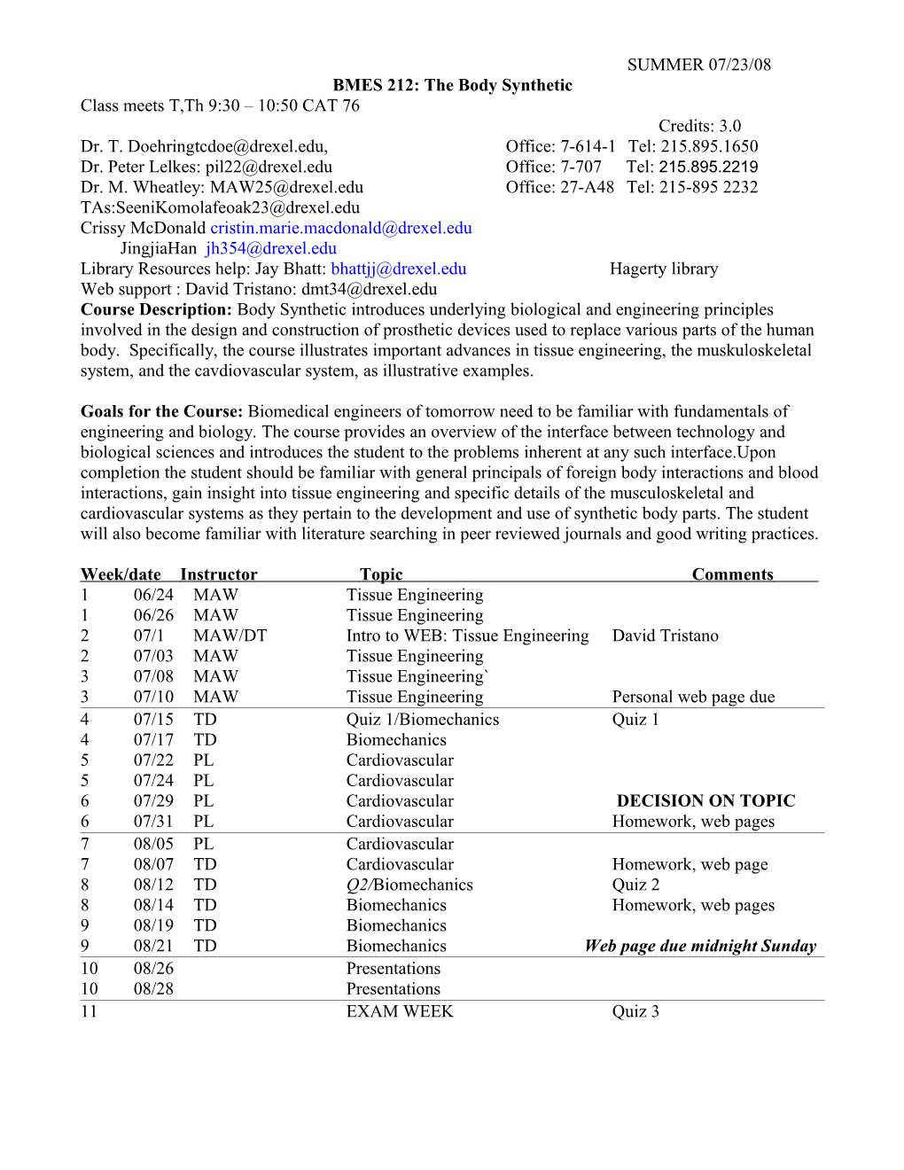 CHE 400: Introduction to Engineering Biotechnology