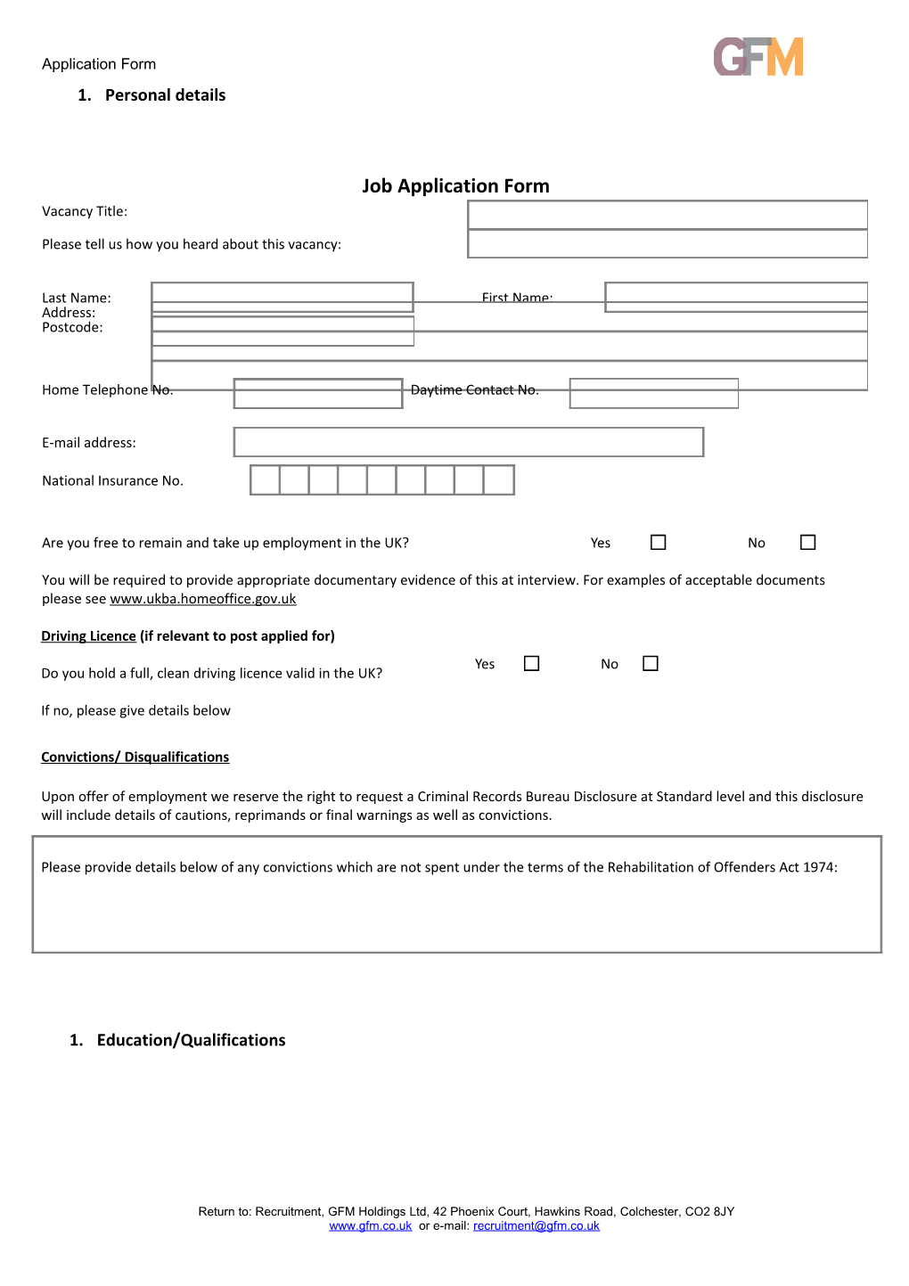 Job Application Form Template s4