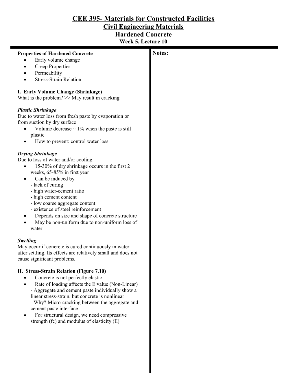 CEE 395- Materials for Constructed Facilities