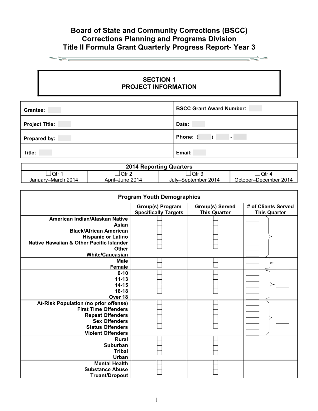 Title II Quarterly Progress Report Revised