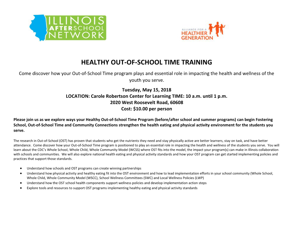 Healthy Out-Of-School Time Training