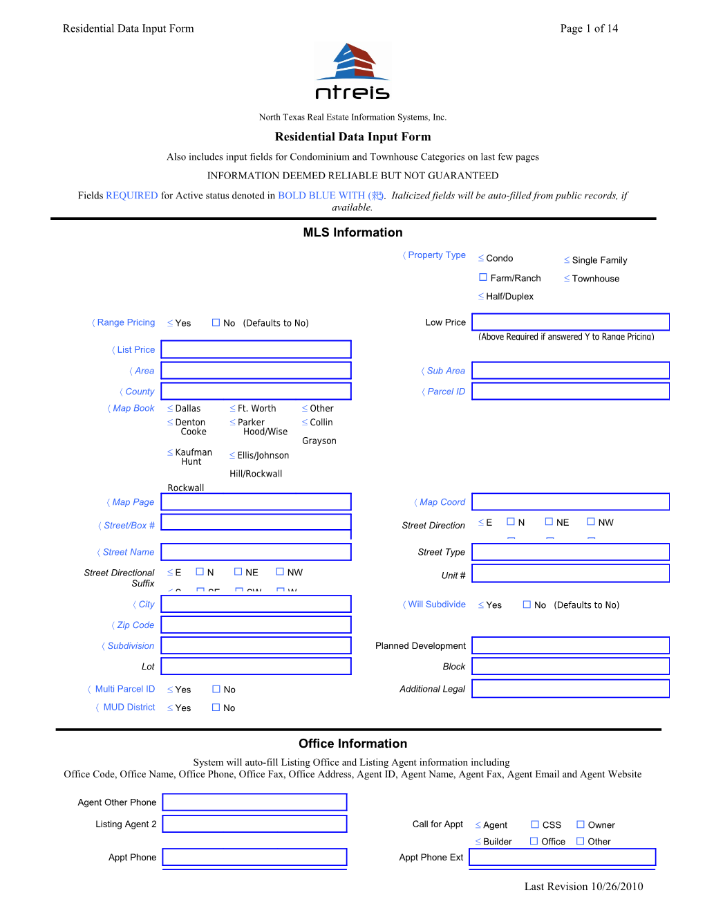 Residential Data Input Form Page 11 of 11 s1