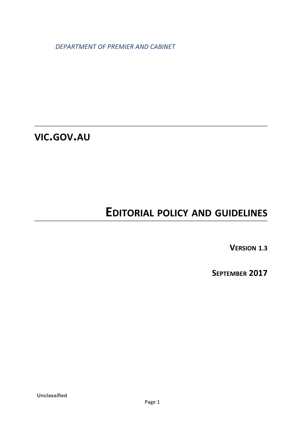 Vic.Gov.Au Editorial Policy and Guidelines - Version 1.2, September 2017