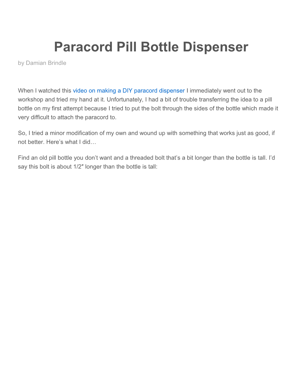 Paracord Pill Bottle Dispenser