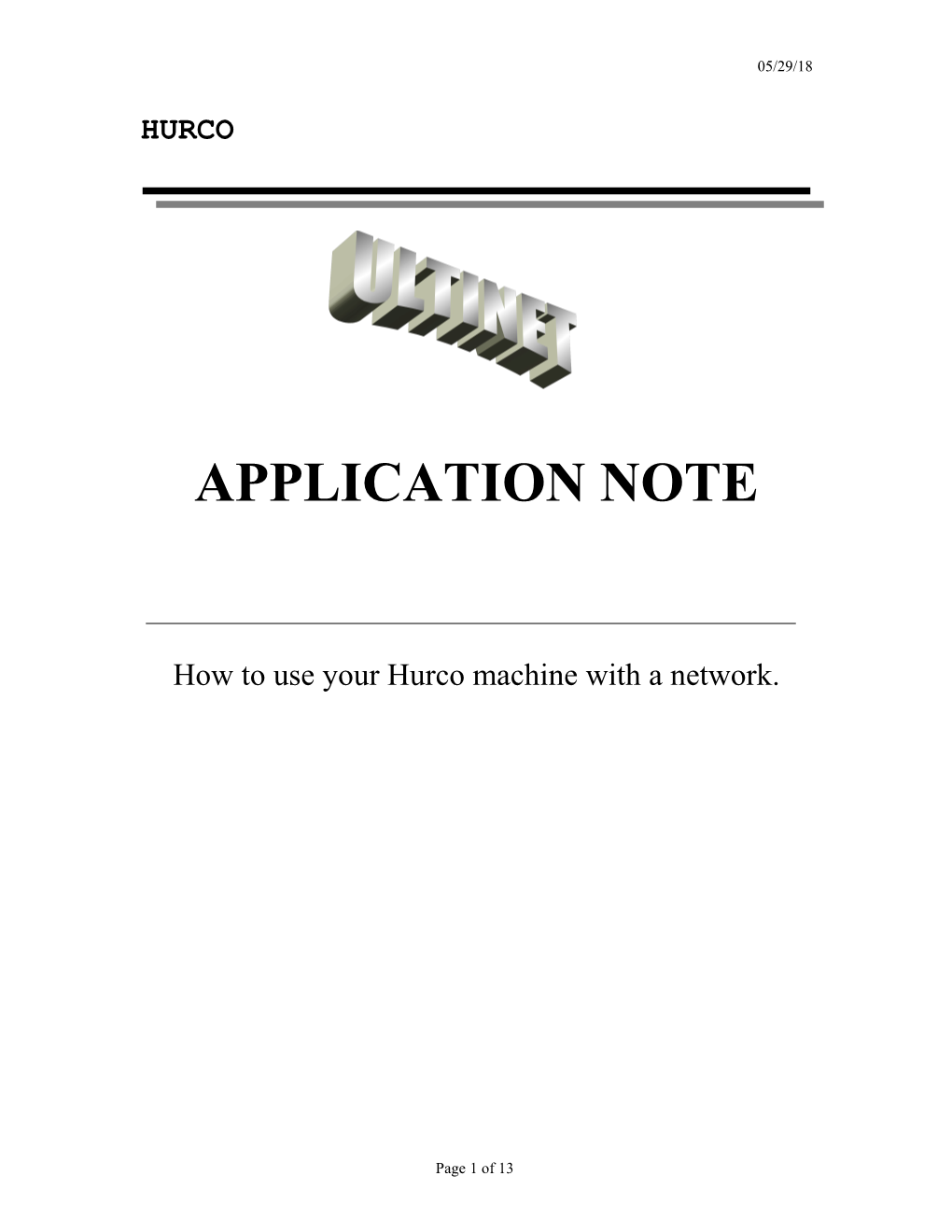 How to Use Your Hurco Machine with a Network