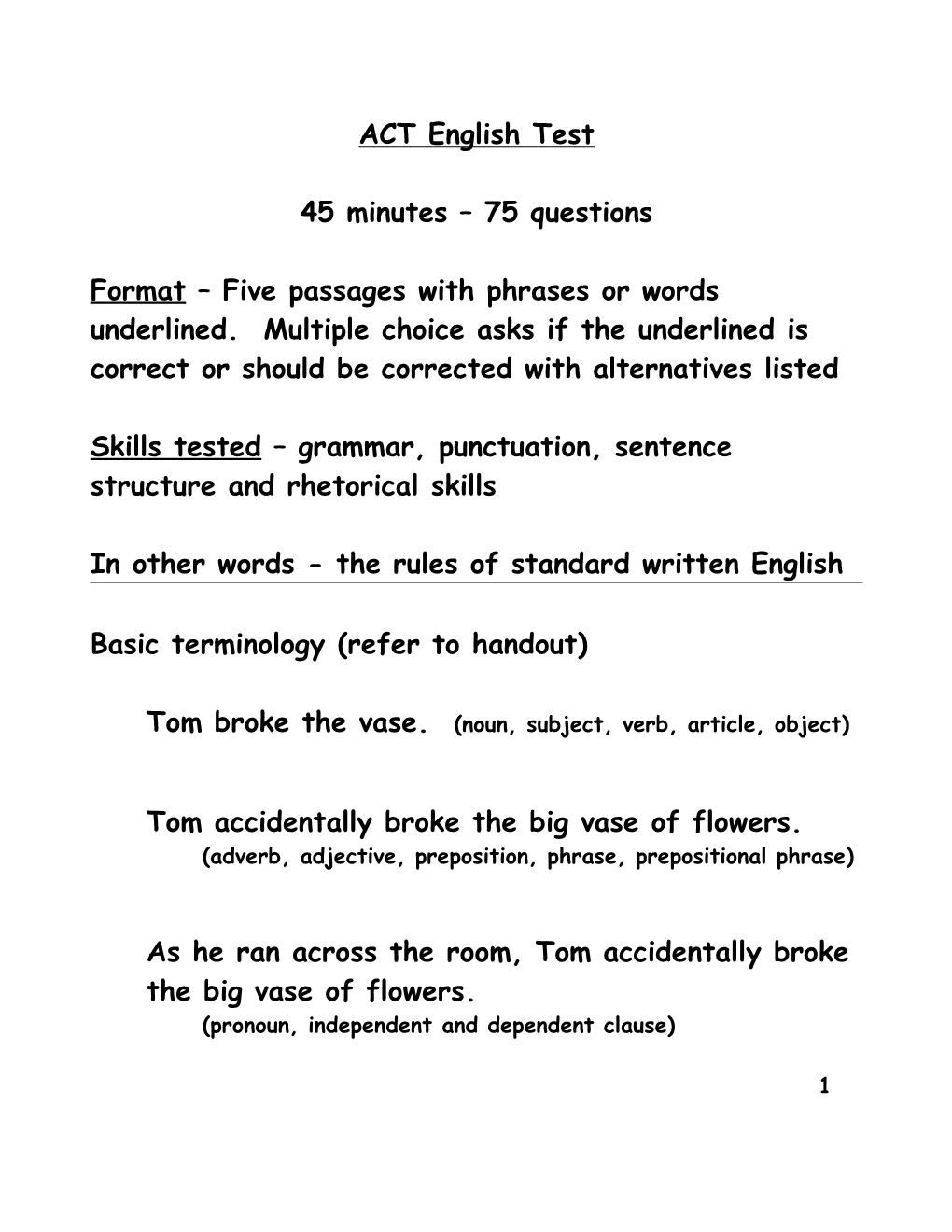 ACT English Test