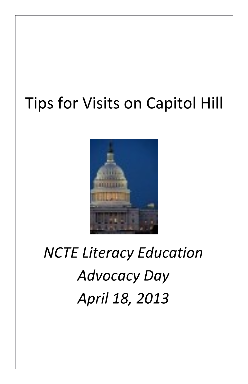 Tips for Visits on Capitol Hill