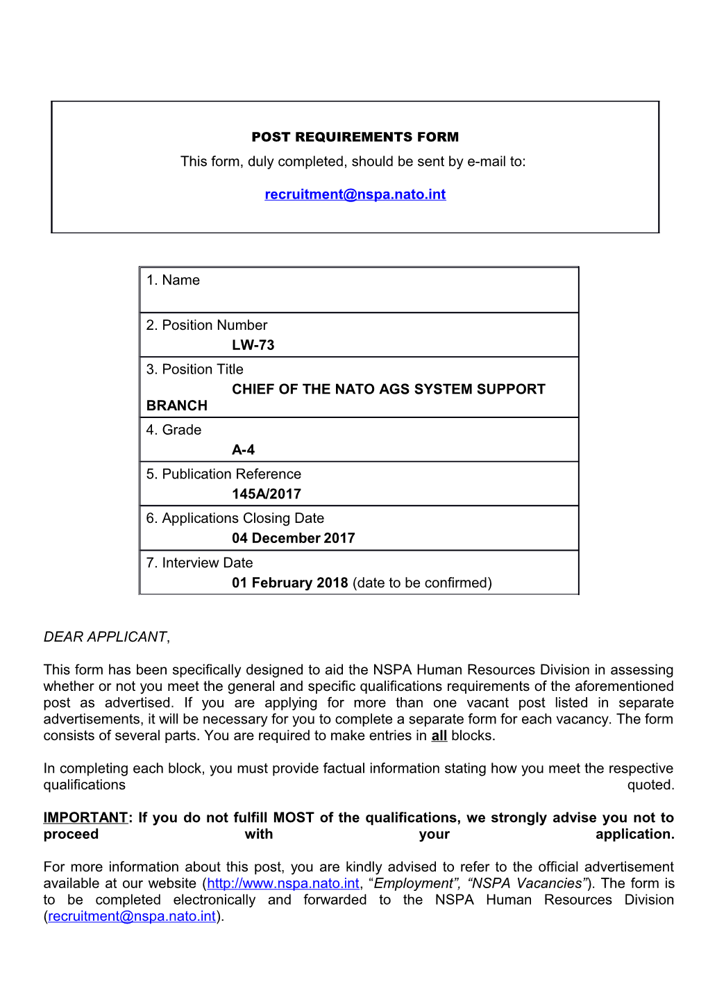 Post Requirements Form s4