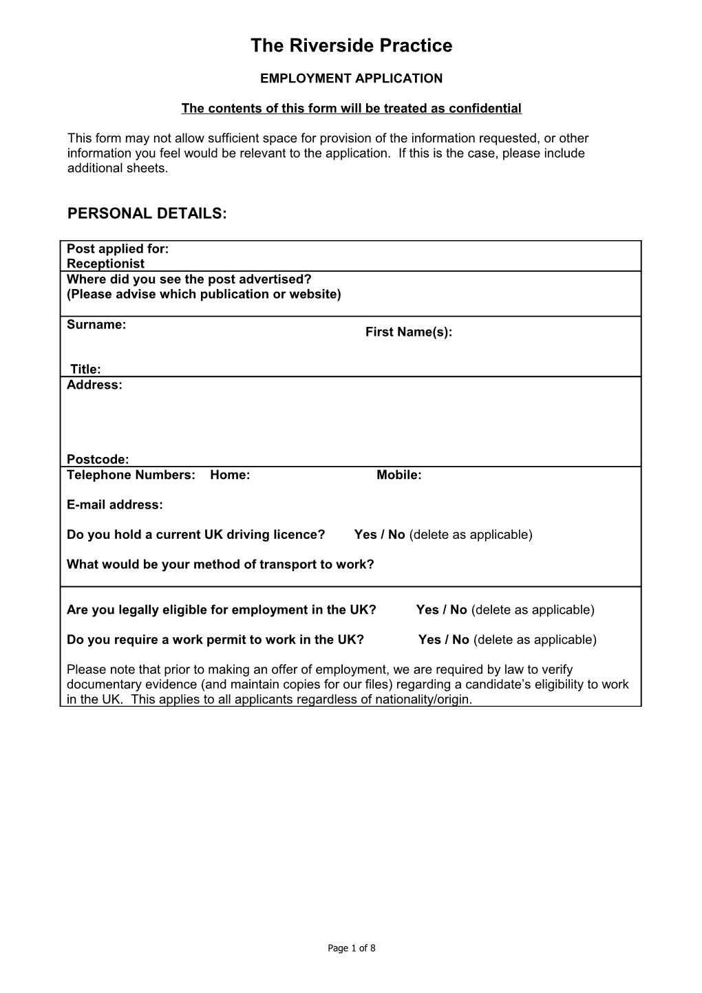 The Contents of This Form Will Be Treated As Confidential