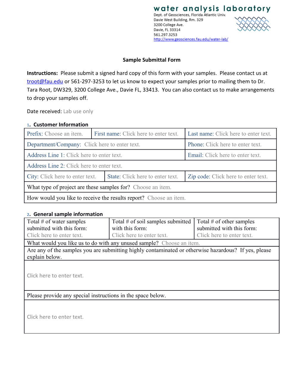 Sample Submittal Form