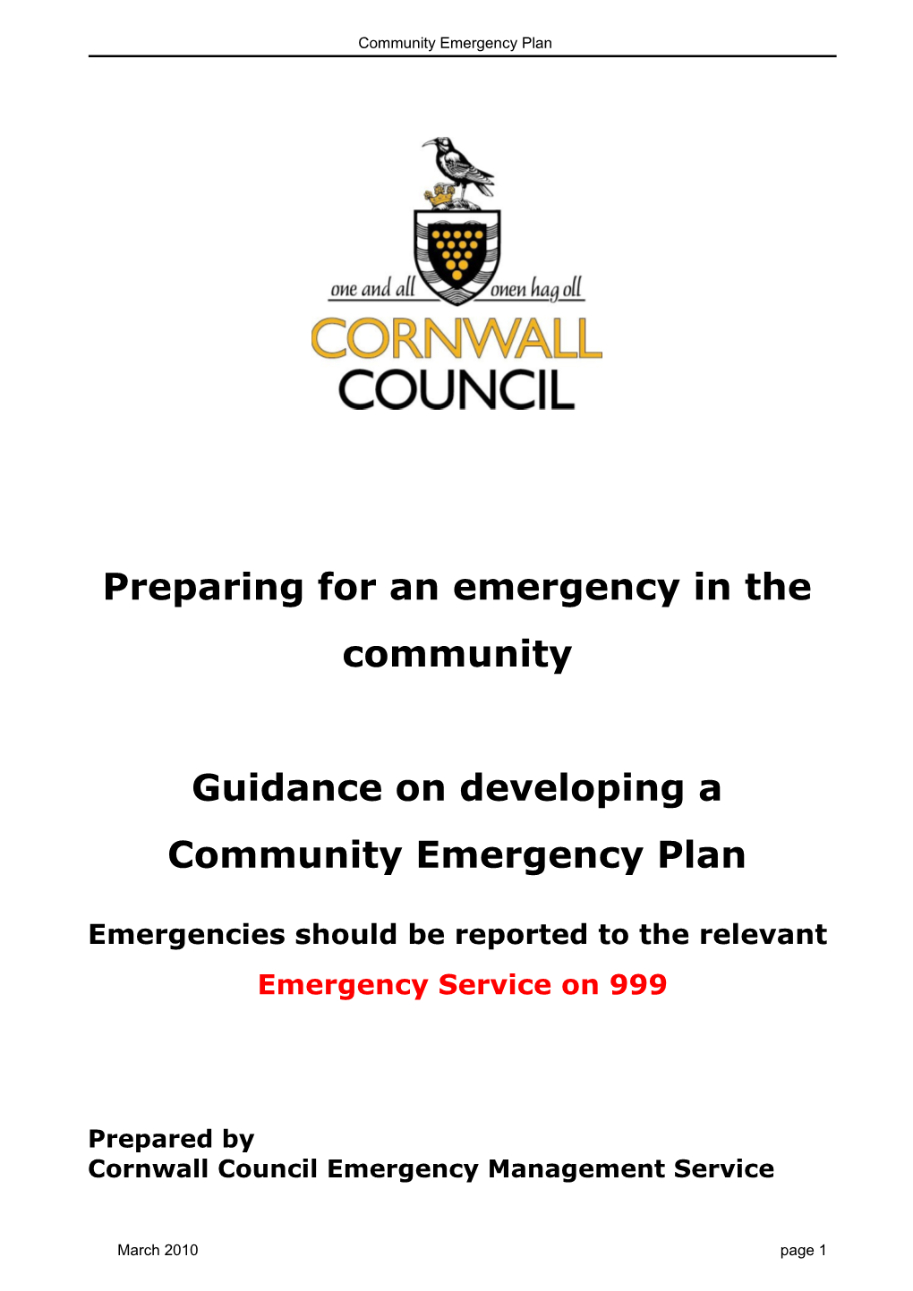 Community Emergency Plan Guidance