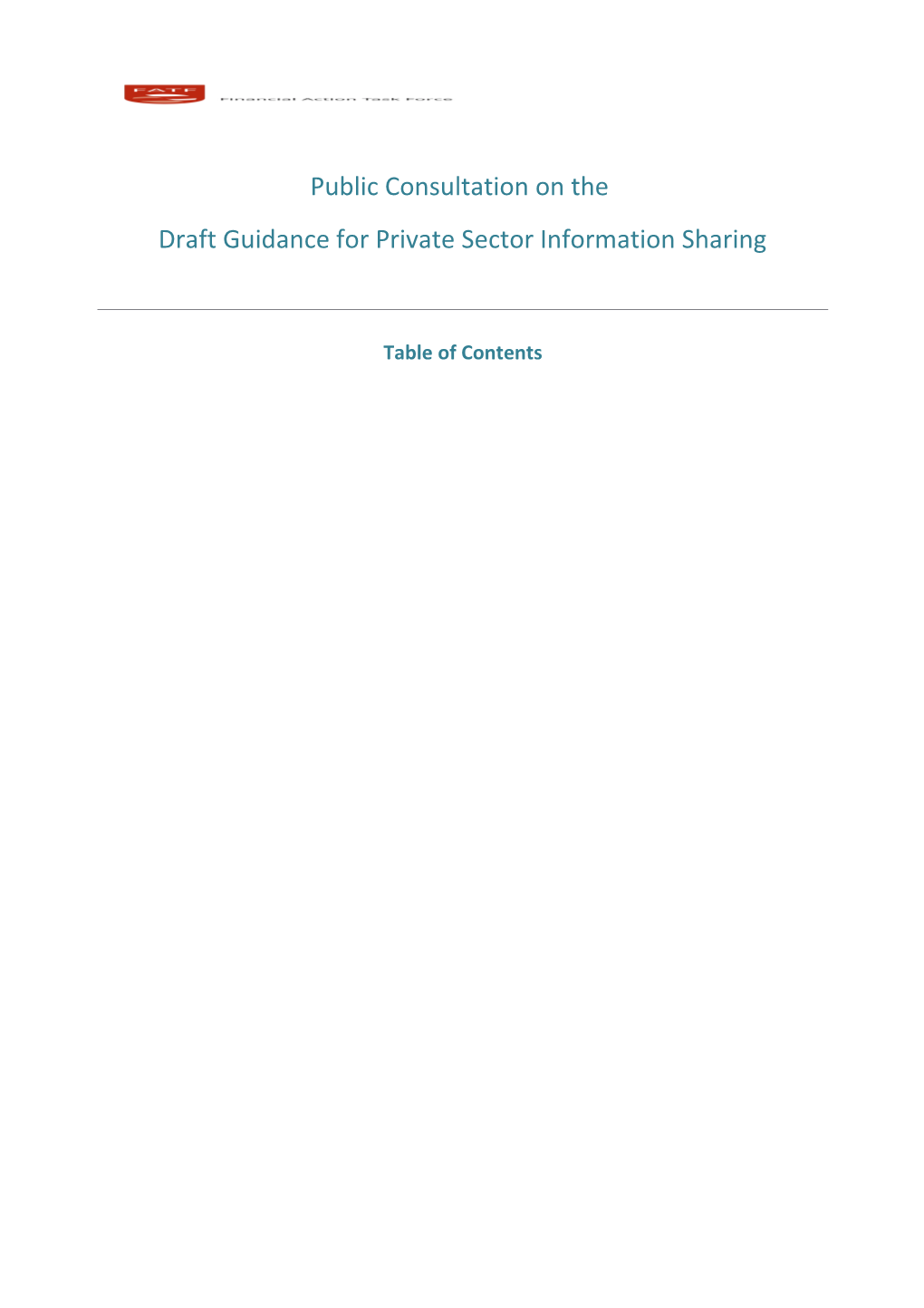 Ublic Consultation on the Draft Guidance for Private Sector Information Sharin