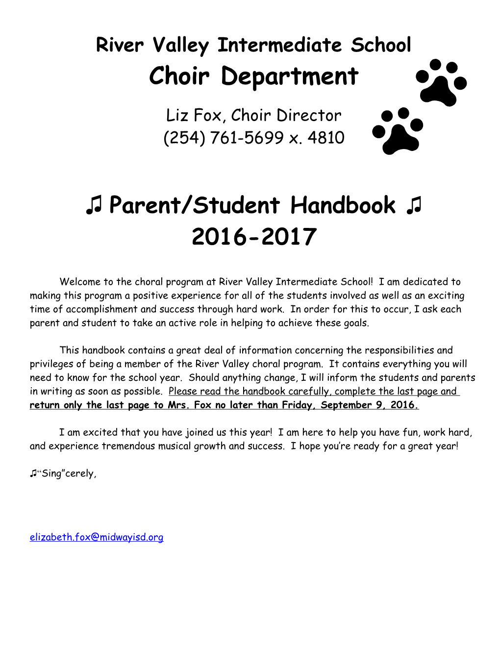 RVIS Choir Handbook