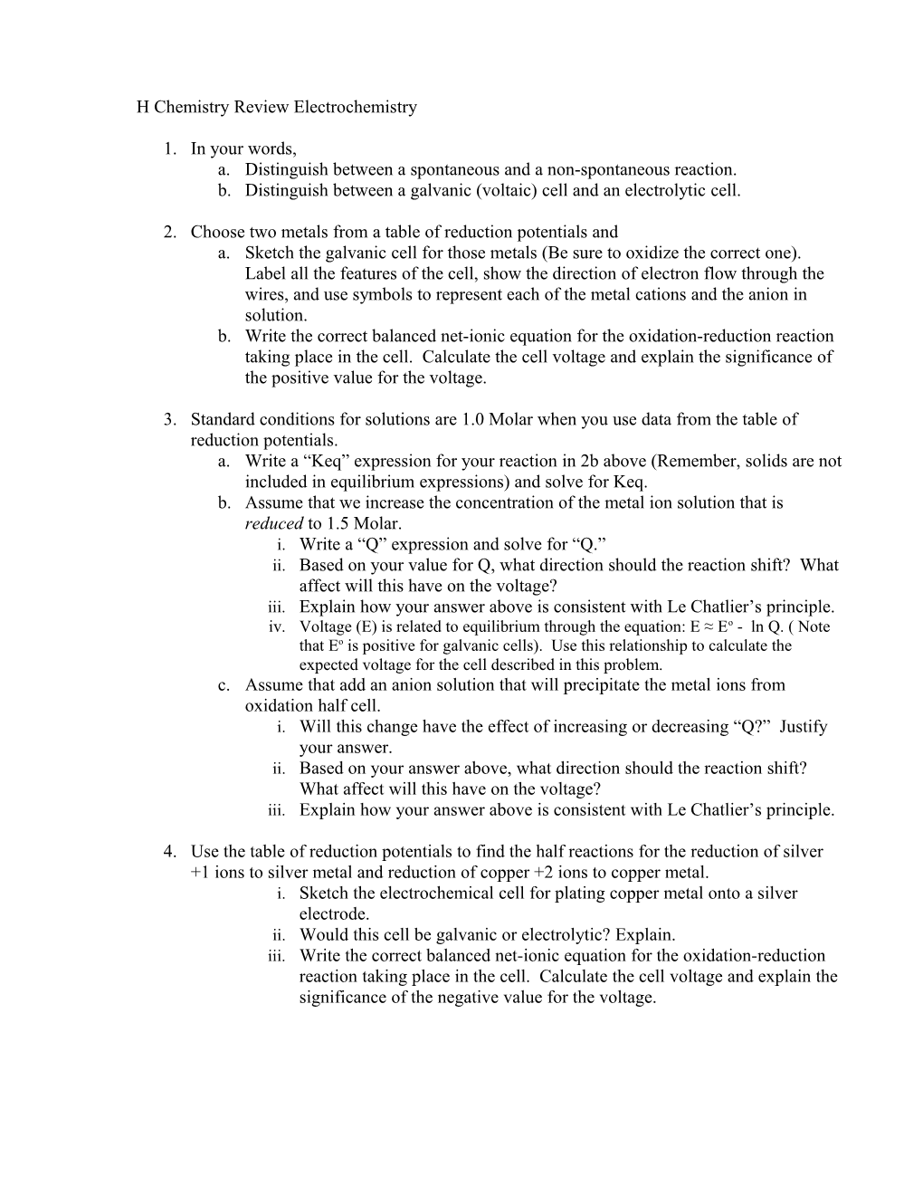 Chemistry Review Kinetics