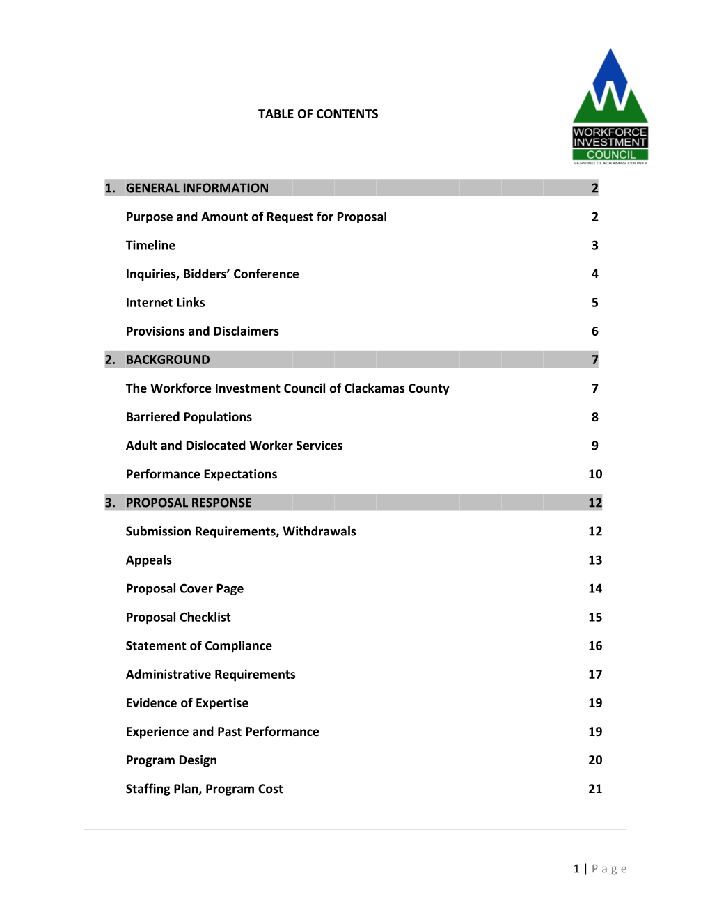 Purpose and Amount of Request for Proposal 2