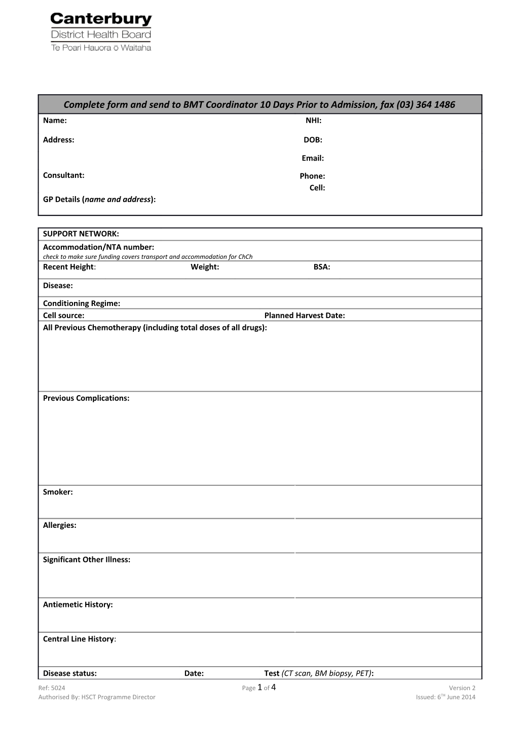 Authorised By: HSCT Programme Director Issued: 6Thjune 2014