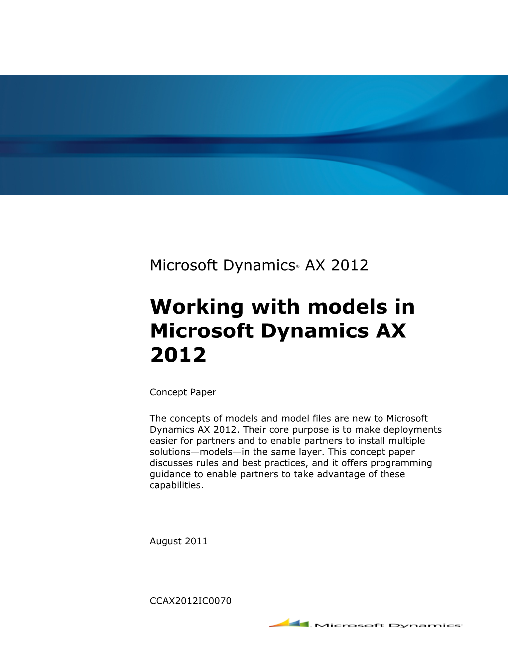 Working with Models in Microsoft Dynamics AX 2012