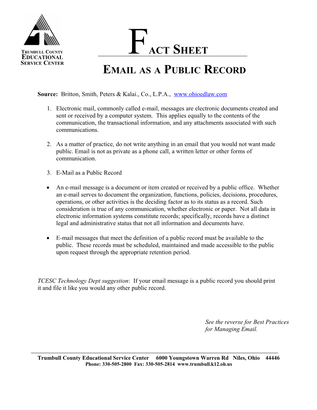 Email As a Public Record