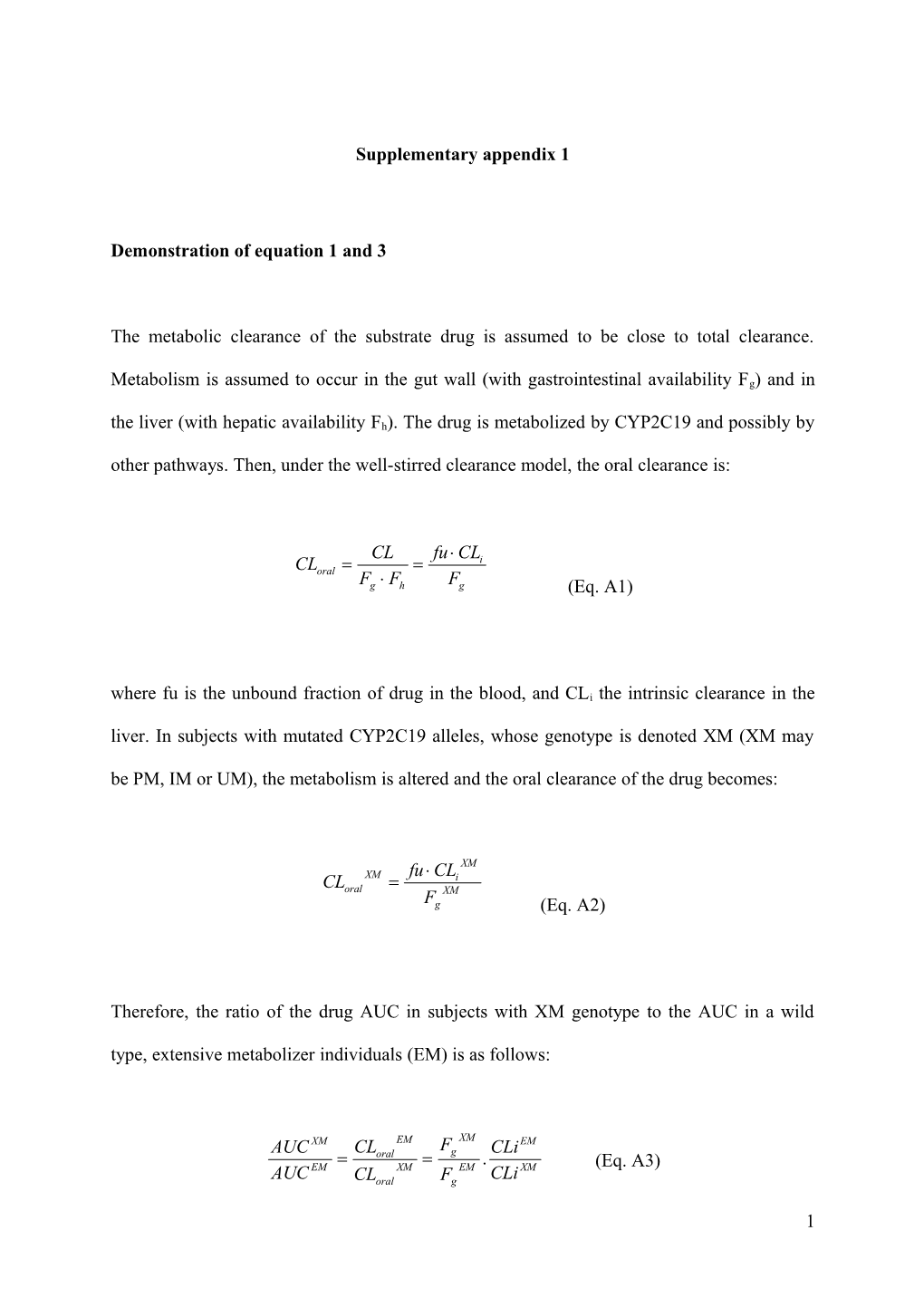 Demonstration of Equation 1 and 3