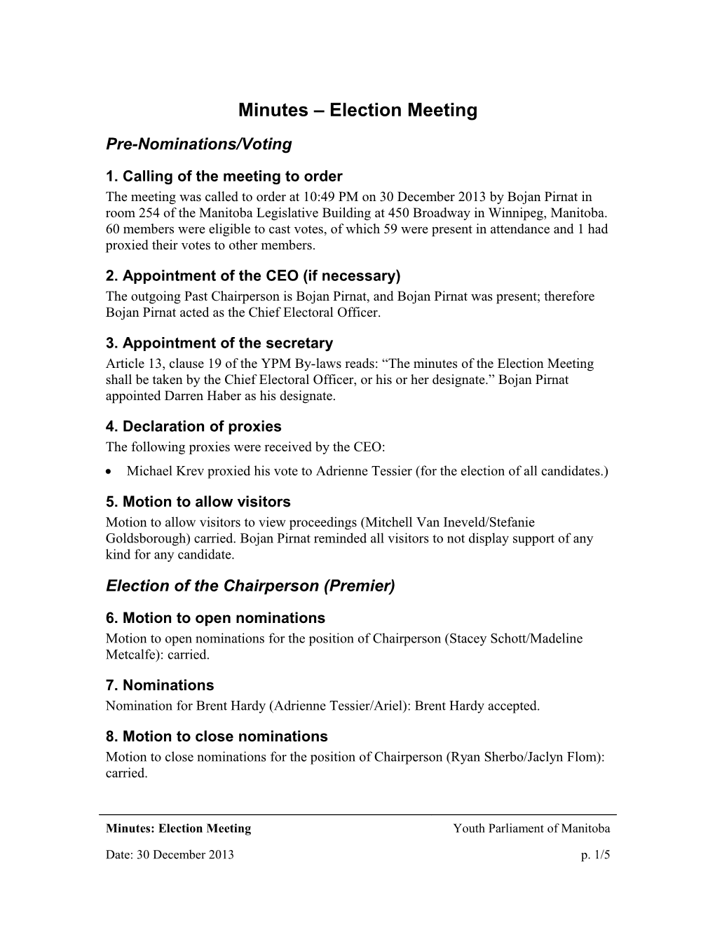 Minutes Election Meeting