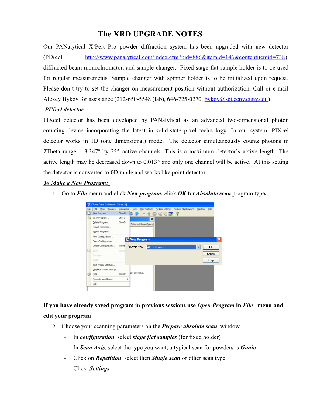 The XRD UPGRADE NOTES